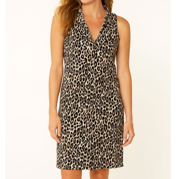 Tommy Bahama Leopard Print Sleeveless Linen Dress XS - Picture 1 of 8